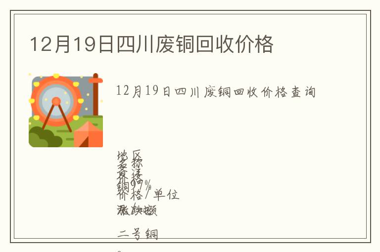12月19日四川廢銅回收價格