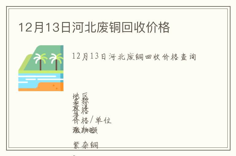12月13日河北廢銅回收價格