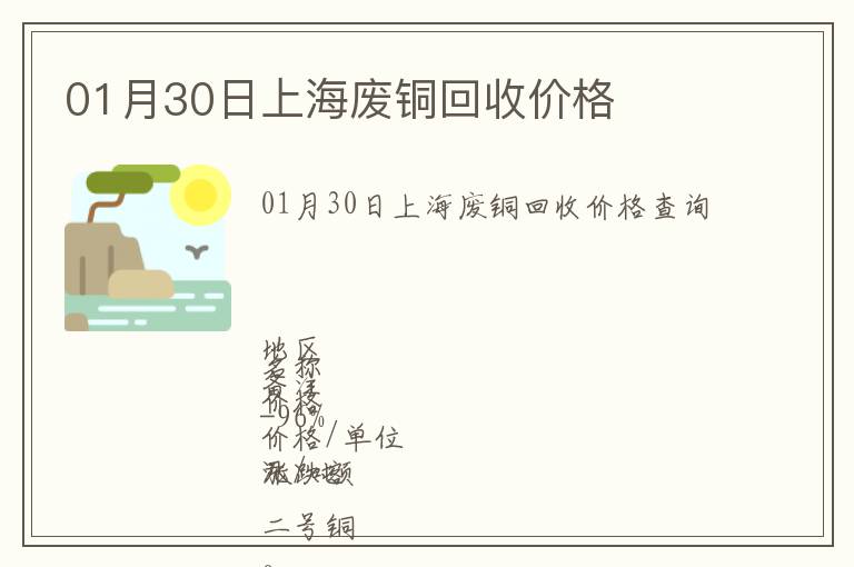 01月30日上海廢銅回收價格