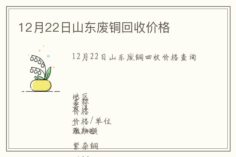 12月22日山東廢銅回收價(jià)格