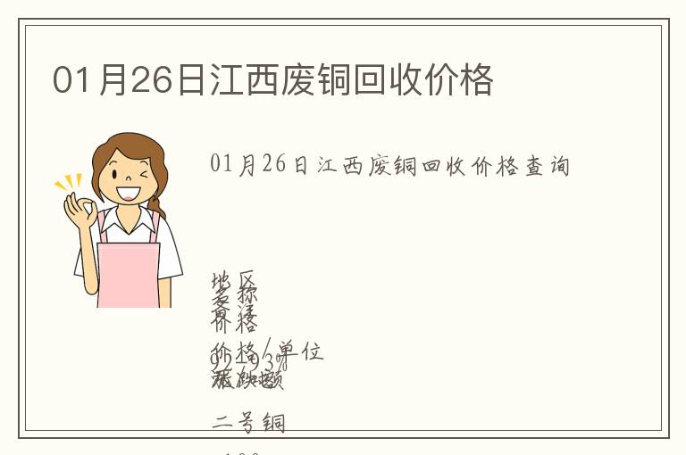 01月26日江西廢銅回收價(jià)格