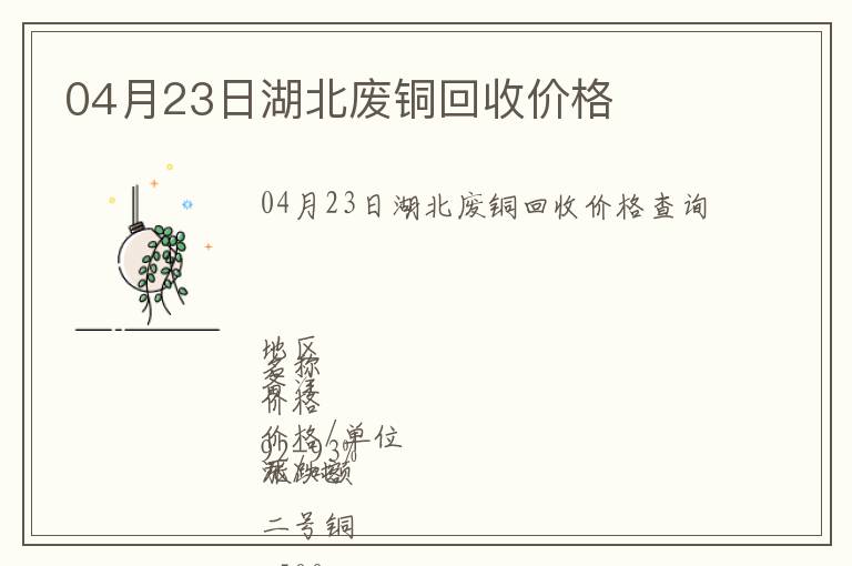 04月23日湖北廢銅回收價(jià)格