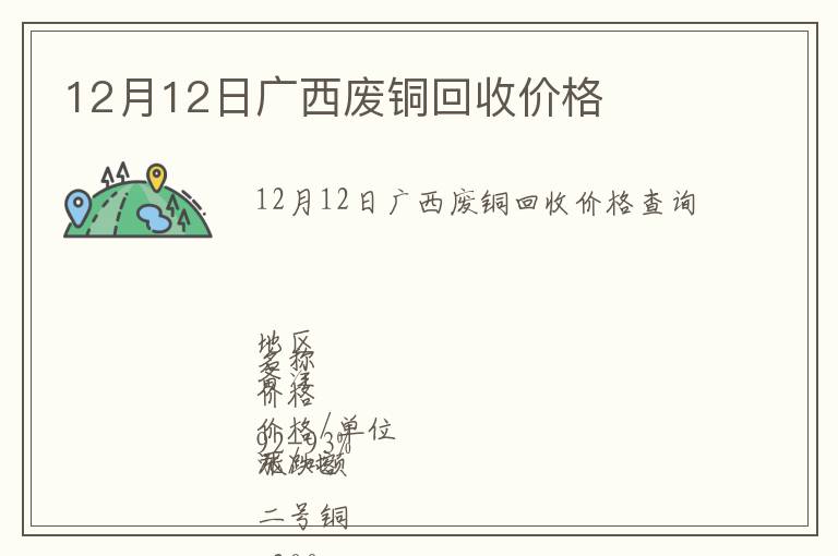 12月12日廣西廢銅回收價(jià)格
