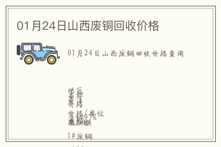 01月24日山西廢銅回收價(jià)格