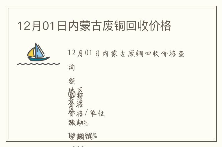 12月01日內蒙古廢銅回收價格