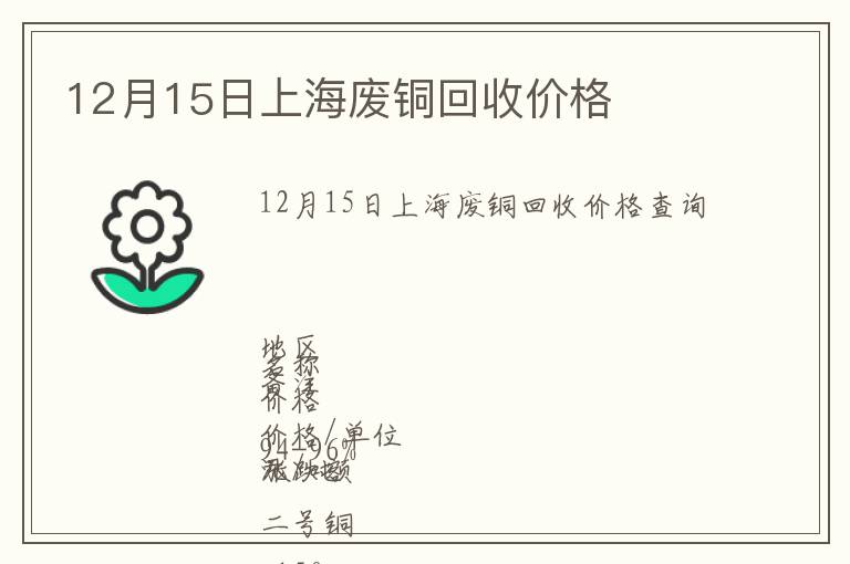 12月15日上海廢銅回收價(jià)格