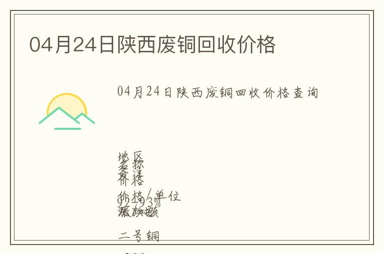 04月24日陜西廢銅回收價格