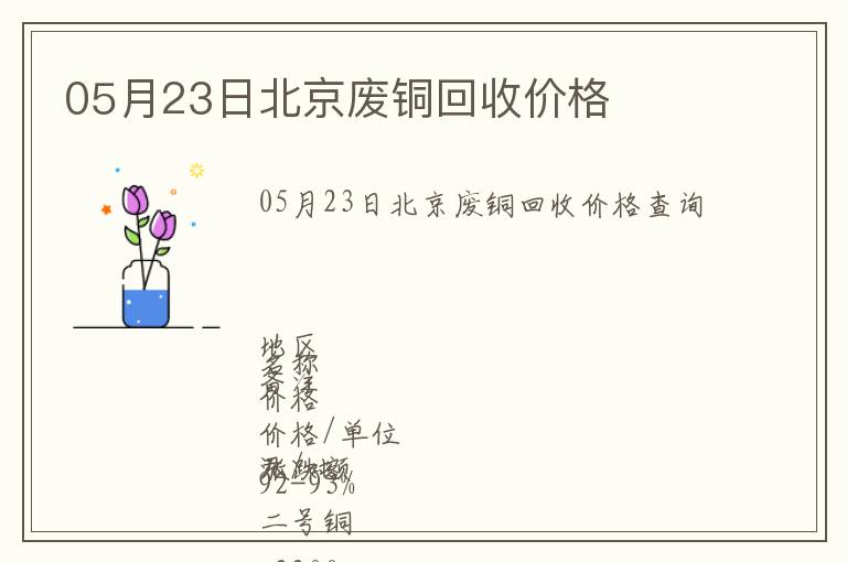 05月23日北京廢銅回收價(jià)格