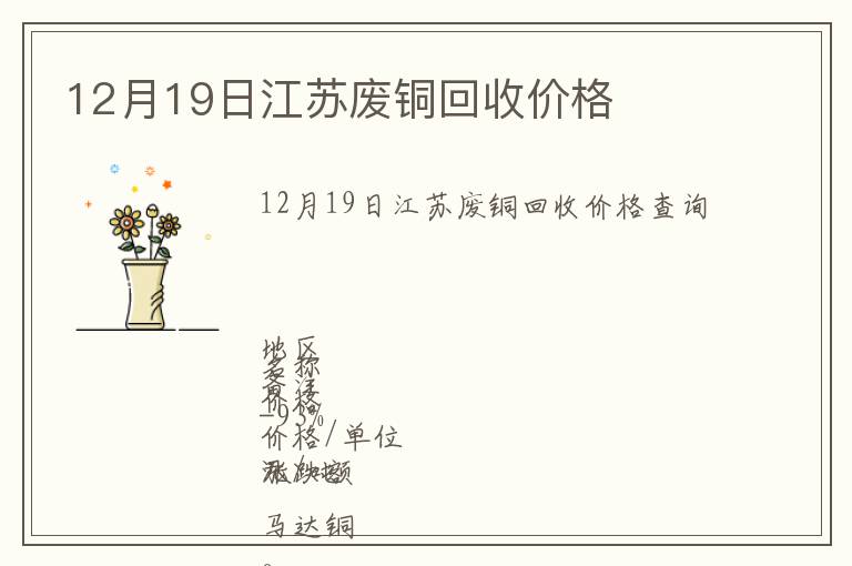12月19日江蘇廢銅回收價格