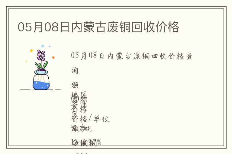 05月08日內(nèi)蒙古廢銅回收價格