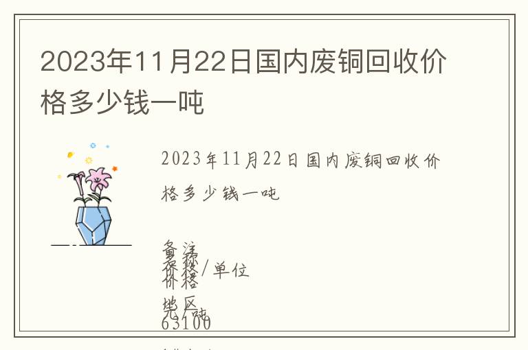 2023年11月22日國內廢銅回收價格多少錢一噸