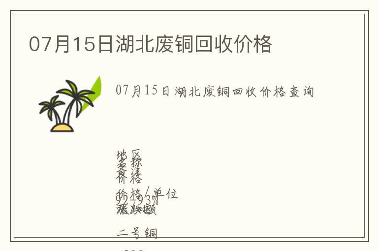 07月15日湖北廢銅回收價格