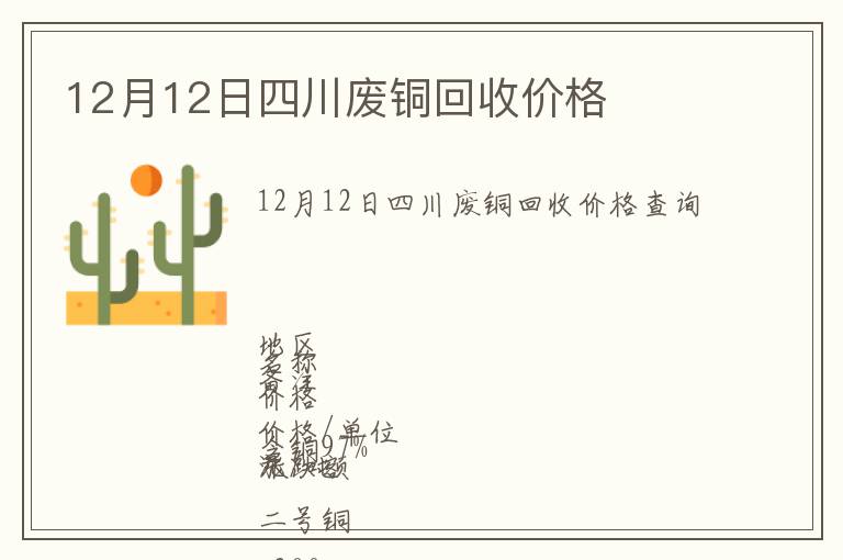 12月12日四川廢銅回收價格
