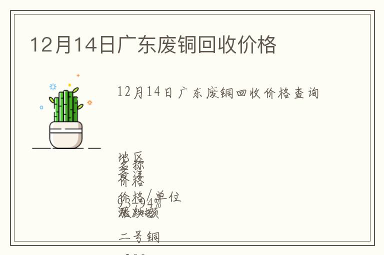 12月14日廣東廢銅回收價格