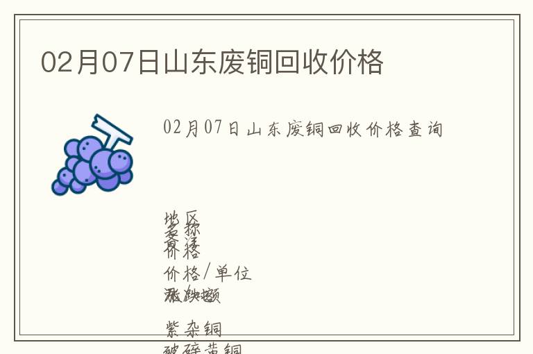 02月07日山東廢銅回收價(jià)格