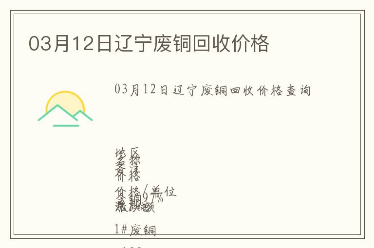 03月12日遼寧廢銅回收價(jià)格