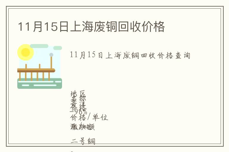 11月15日上海廢銅回收價(jià)格