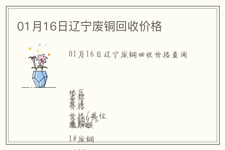 01月16日遼寧廢銅回收價格