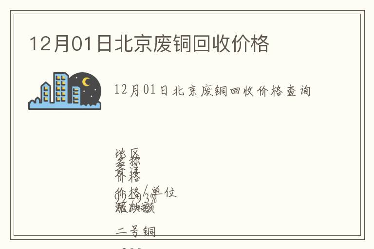 12月01日北京廢銅回收價(jià)格