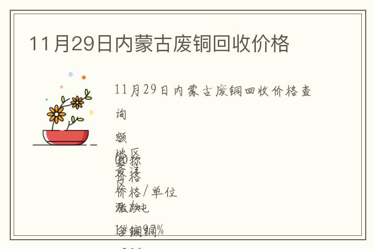11月29日內(nèi)蒙古廢銅回收價格