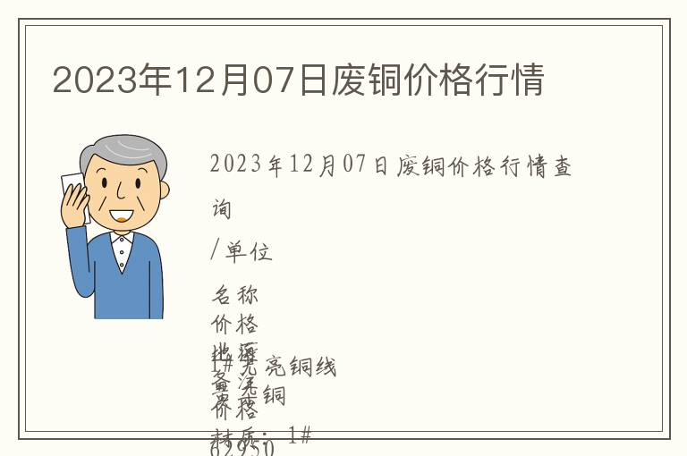 2023年12月07日廢銅價格行情