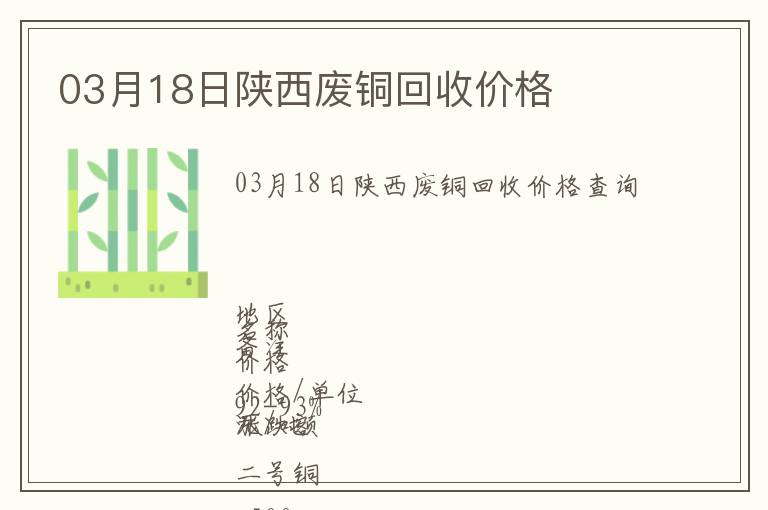 03月18日陜西廢銅回收價(jià)格