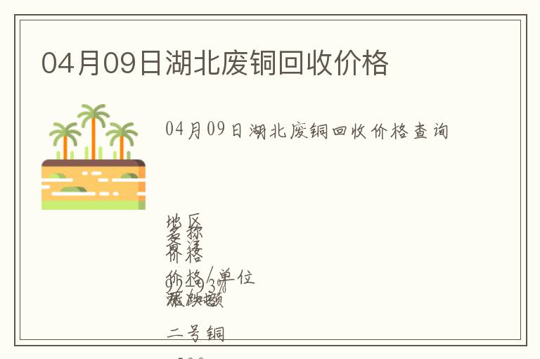 04月09日湖北廢銅回收價格