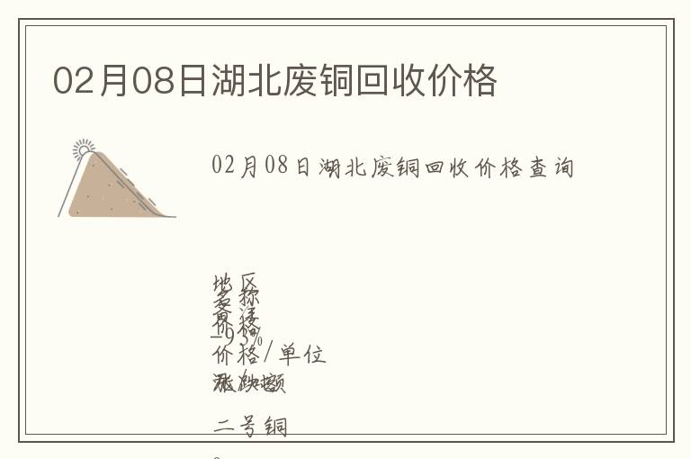 02月08日湖北廢銅回收價格