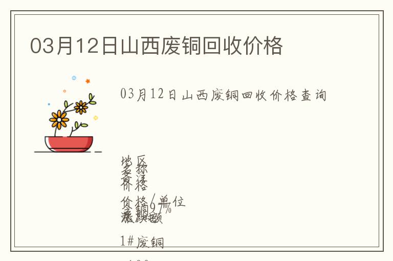 03月12日山西廢銅回收價(jià)格