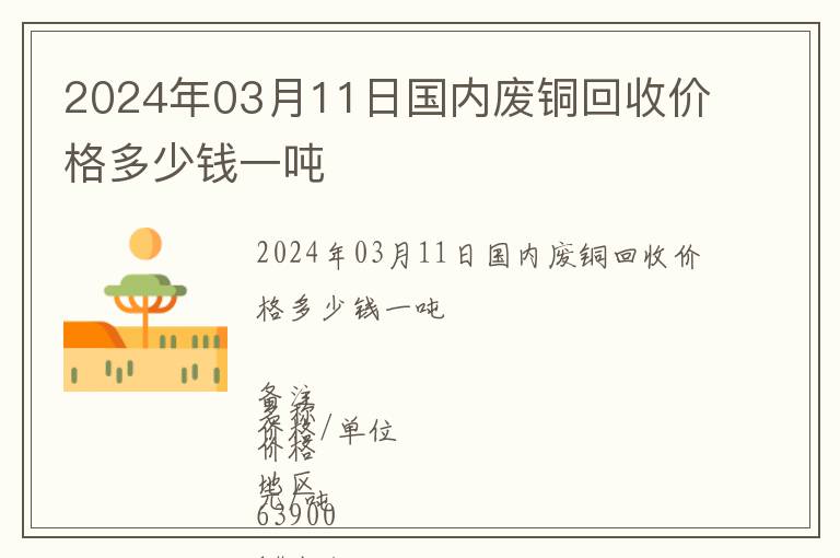 2024年03月11日國內(nèi)廢銅回收價(jià)格多少錢一噸