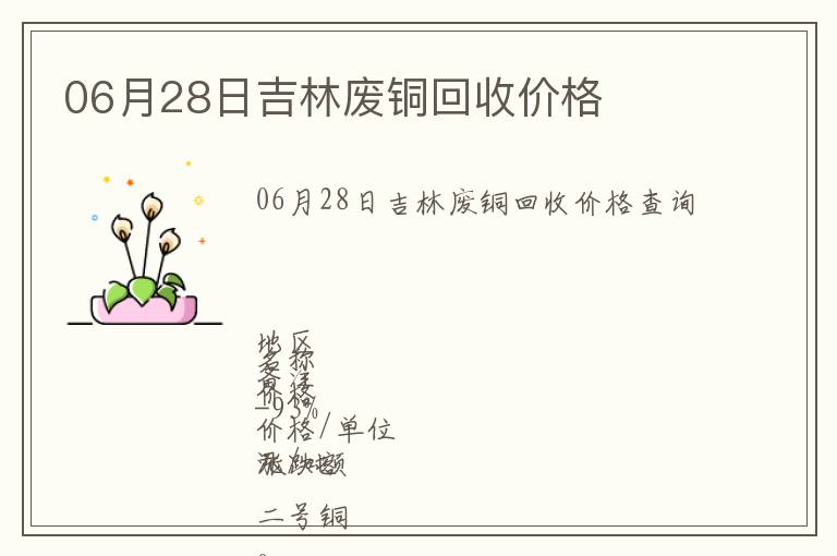 06月28日吉林廢銅回收價格