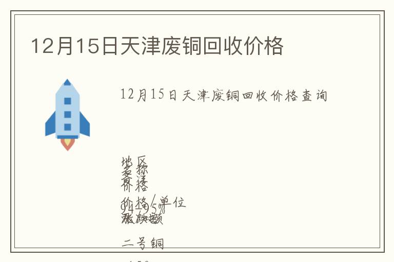 12月15日天津廢銅回收價(jià)格