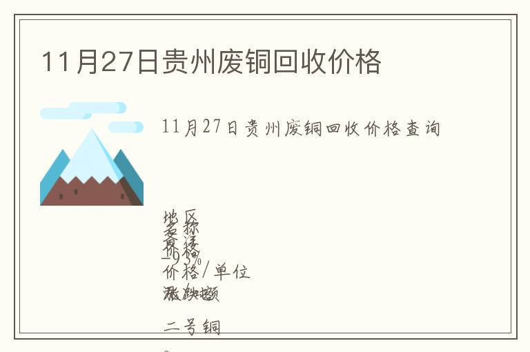 11月27日貴州廢銅回收價格