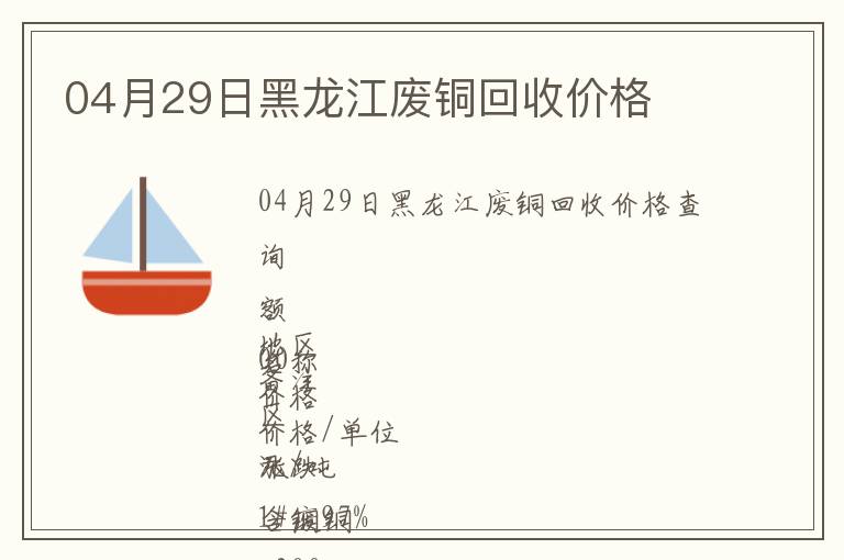 04月29日黑龍江廢銅回收價(jià)格