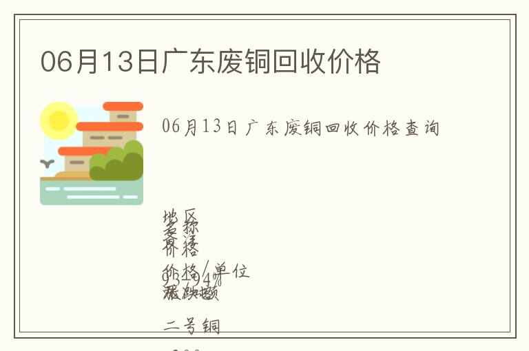 06月13日廣東廢銅回收價格