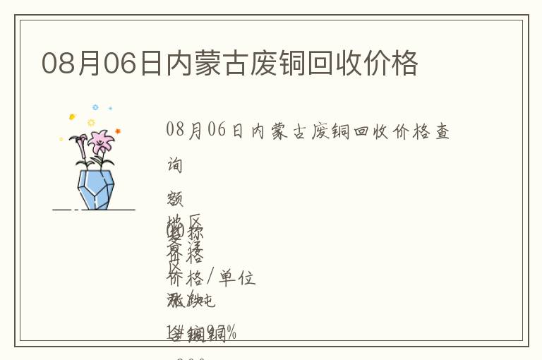 08月06日內蒙古廢銅回收價格