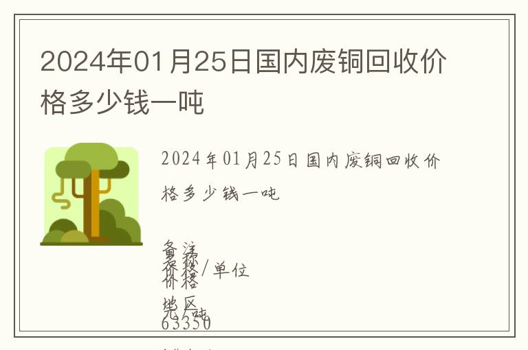 2024年01月25日國內廢銅回收價格多少錢一噸