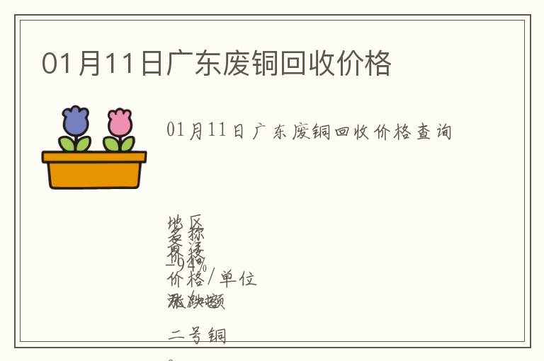 01月11日廣東廢銅回收價格