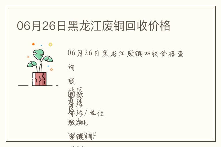 06月26日黑龍江廢銅回收價格