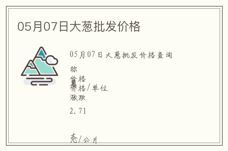 05月07日大蔥批發價格