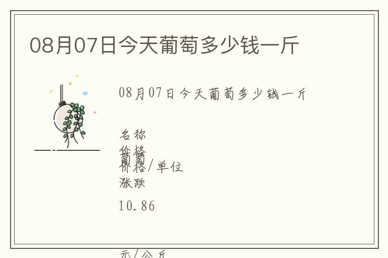 08月07日今天葡萄多少錢一斤