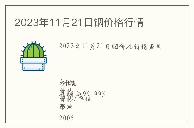 2023年11月21日銦價格行情