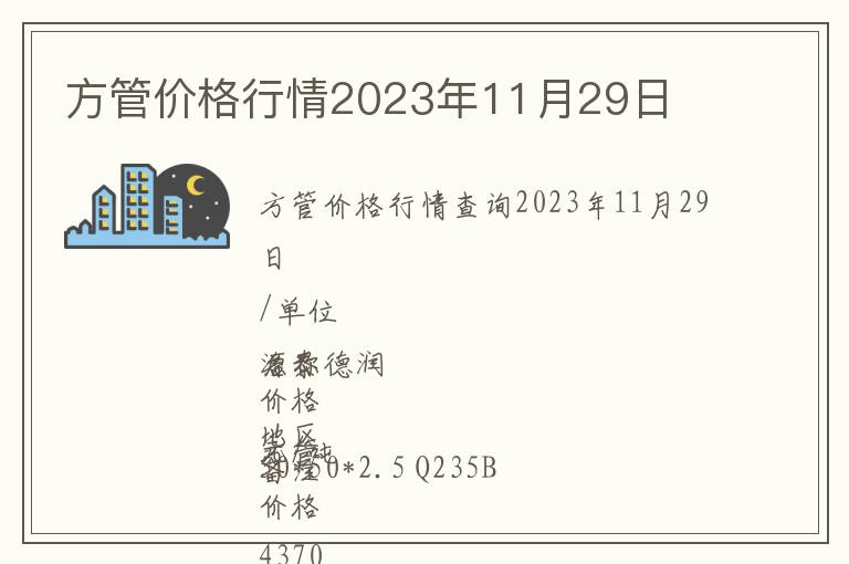方管價格行情2023年11月29日