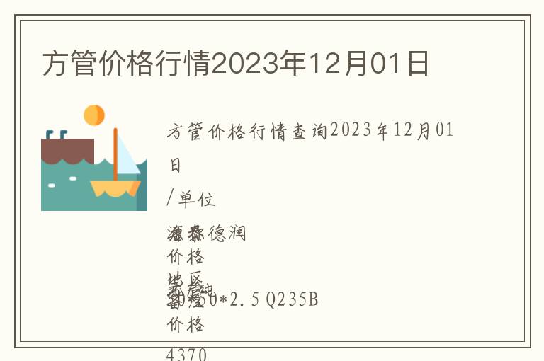 方管價格行情2023年12月01日