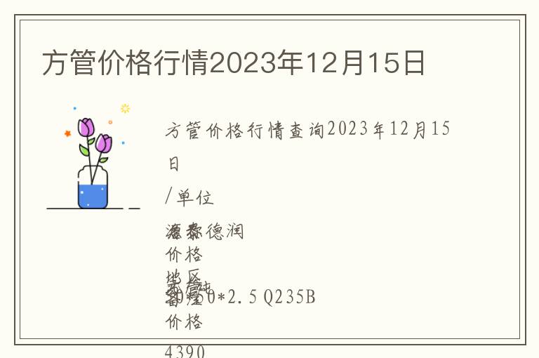 方管價格行情2023年12月15日