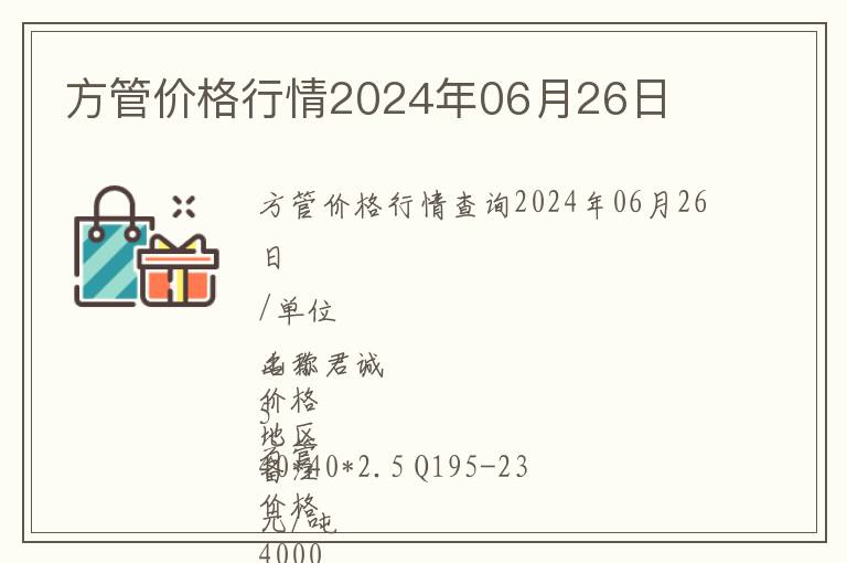 方管價格行情2024年06月26日