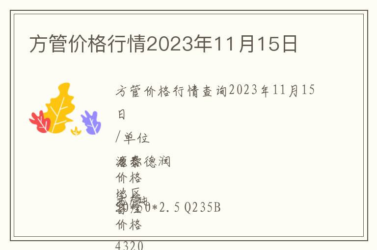 方管價格行情2023年11月15日