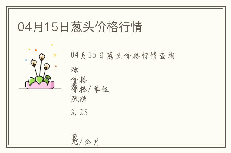 04月15日蔥頭價格行情
