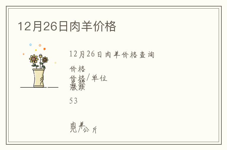 12月26日肉羊價格