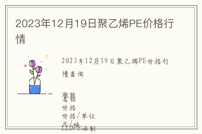 2023年12月19日聚乙烯PE價格行情
